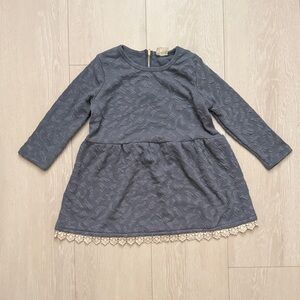 Hayden Kids Dress in Gray with Lace Hem